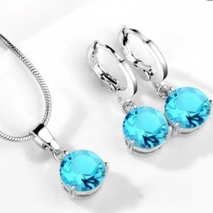 Light Blue Necklace & Earring Set. NWOT